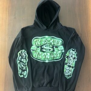 Black Hoodie with Green Graphic Print - Unbranded Men’s Pullover